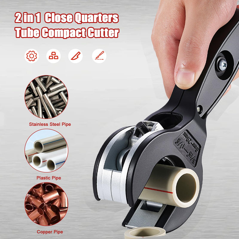 Ratcheting Pipe Cutter Tool,Ratchet-Type Tube Pipe Cutter,One-Hand Fast Pipes Cutting Tool,for Cutting 5/16-1-1/8 Inch Pvc Stainless Steel Copper Aluminium,Quick Cut Ratcheting Tubing(Black,1/4"–7/8") 1/4"–7/8" Black