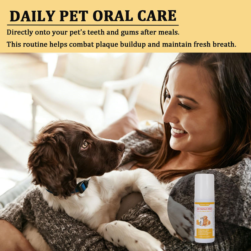Bee Propolis Spray for Dogs & Cats, 3.4 fl oz - Breath Freshener, Gum Health Support, Dental Care，Gums Health ，Natural Plant-Based Active Formula ﻿