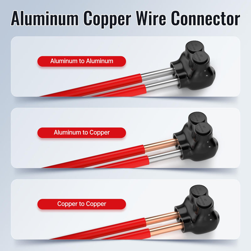 2 Port Insulated Connector Multi Tap Connector 2-14 AWG Aluminum to Copper Wire Connectors Single-Sided Entry Slotted Allen Hex - 6 Pack 6PCS 2 port 2-14 AWG