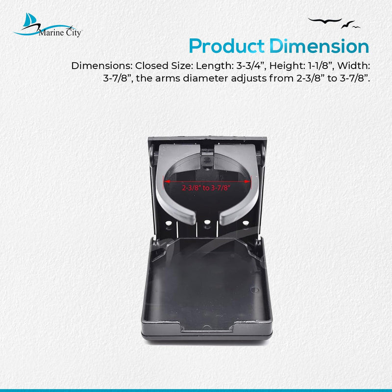 MARINE CITY Adjustable Arms Folding Cup Holder – Durable, Space-Saving Design, Adjustable Arms Black 1 Pcs