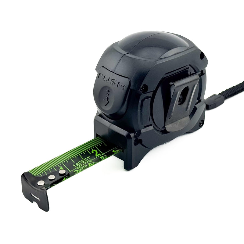 Tape Measure Compatible with AirTag Holder - 16 Ft Metal Retractable Tape, Built-in Tracker Slot, Push-Button Lock and Belt Clip, Never Lose Your Tool at the Job Site | Green and Black