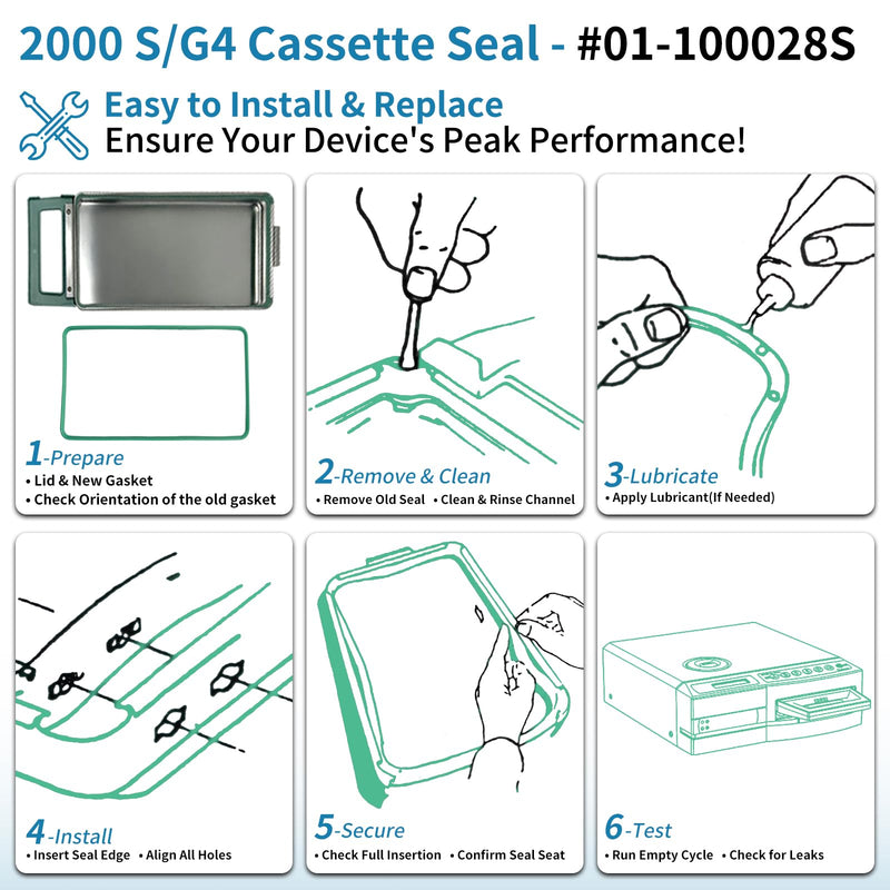 (1PC) #01-100028S Gasket Fits for Scican Statim 2000/2000 G4 / 2000S Cassette Seal Gasket Replacement Part #SCS001 PM KIT (1) 1