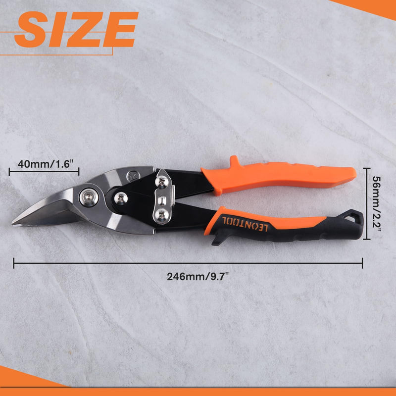 10" Tin Snips for Cutting Metal Sheet Right Cut Aviation Snips with Safety Latch and Non-slip Handle, Heavy Duty Metal Shears Metal Cutters Metal Cutting Tool Metal Snips, Cr-Mo Steel Blade