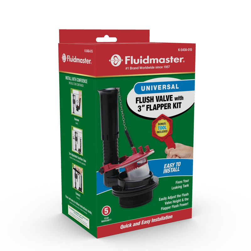 Fluidmaster K-540A-015 Universal 3-Inch Toilet Flush Valve Repair Kit with Toilet Tool Multicolor No Size