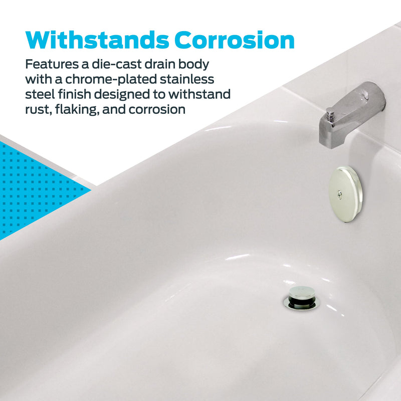 EZ-FLO 1-1/2 Inch Schedule 40 ABS One-Hole Bath Waste Drain with Test, Die Cast Drain Body, 35226