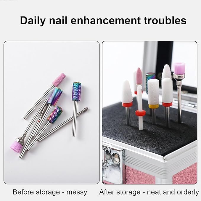 Daconovo 30 Holes Manicure Drill Bit Storage Box Manicure Tool Organizer Nail Drill Bit Holder Case Portable Nail Art Storage Container for Nail Salon - NewNest Australia