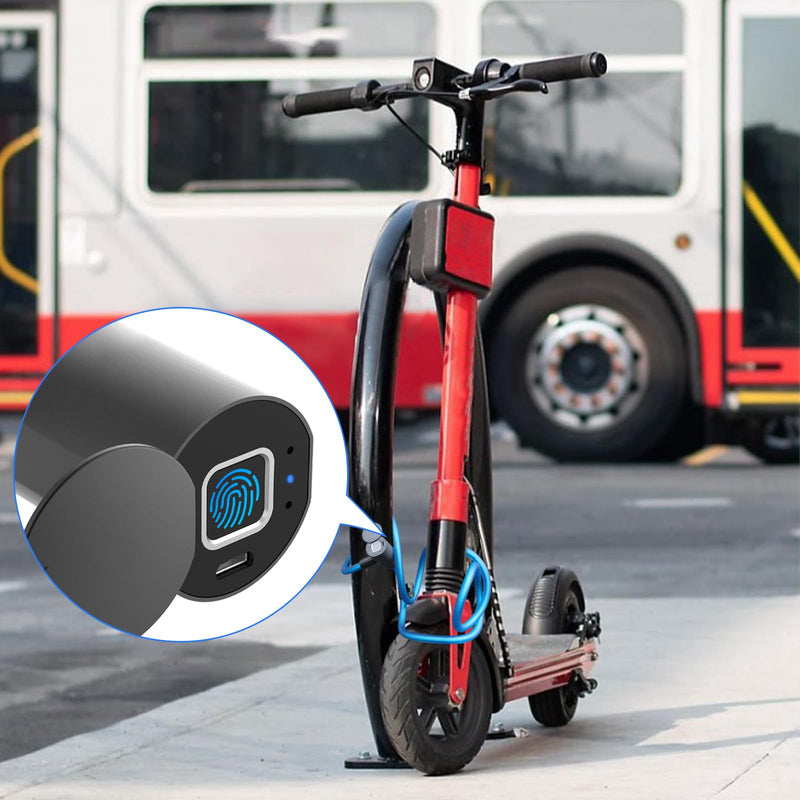 Bike Lock Keyless Combination Cable Lock eLinkSmart: Blue Waterproof Cable Lock 150cm Long Steel for Bicycle Scooter Motorcycle Door Fence Gate - Fingerprint Unlock via Phone App iOS Watch 150cm-blue