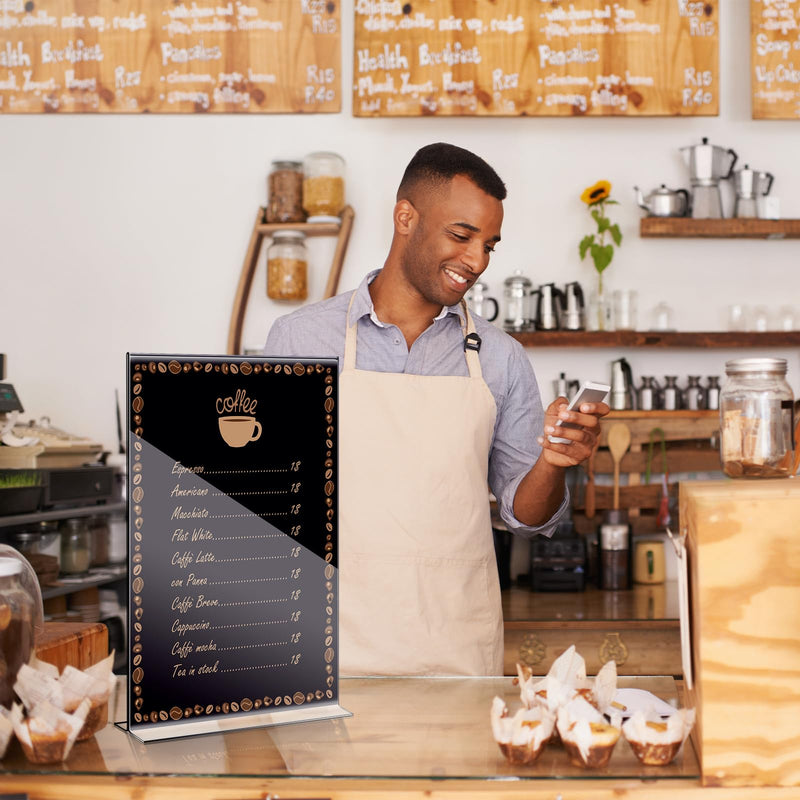 Shellwei 11 x 14'' Acrylic Sign Holder Clear Acrylic Picture Frame Vertical Table Top Frame with Stand Double Sided T Shape Flyer Holder for Paper Menu Photo Restaurant Office Home(2 Pcs) 2