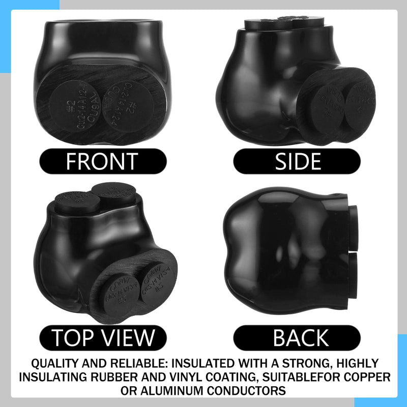 5 Pcs Insulated Multi Cable Connectors 2 Port Single Entry Splice Electrical Power Connector Black Interconnect Terminals Pre Filled (2-14 AWG Wire Range) 5 2-14AWG Wire Range