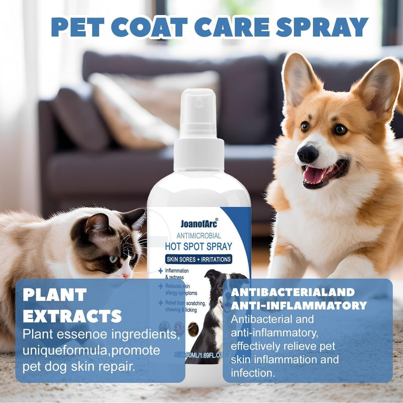 JoanofArc Hot Spot Spray for Dogs & Cats, 50ml Itch Soothe & Skin Care Spray, Soothes Dry, Itchy & Irritated Skin, Long-Lasting Moisturizing & Soothing Formula for Pets
