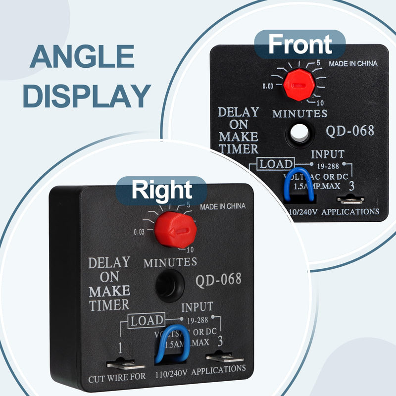 Delay On Make Timer, QD-068, 0.03 to 10 Min Adjustable Delay, 19-288 VAC OR DC (1) 1