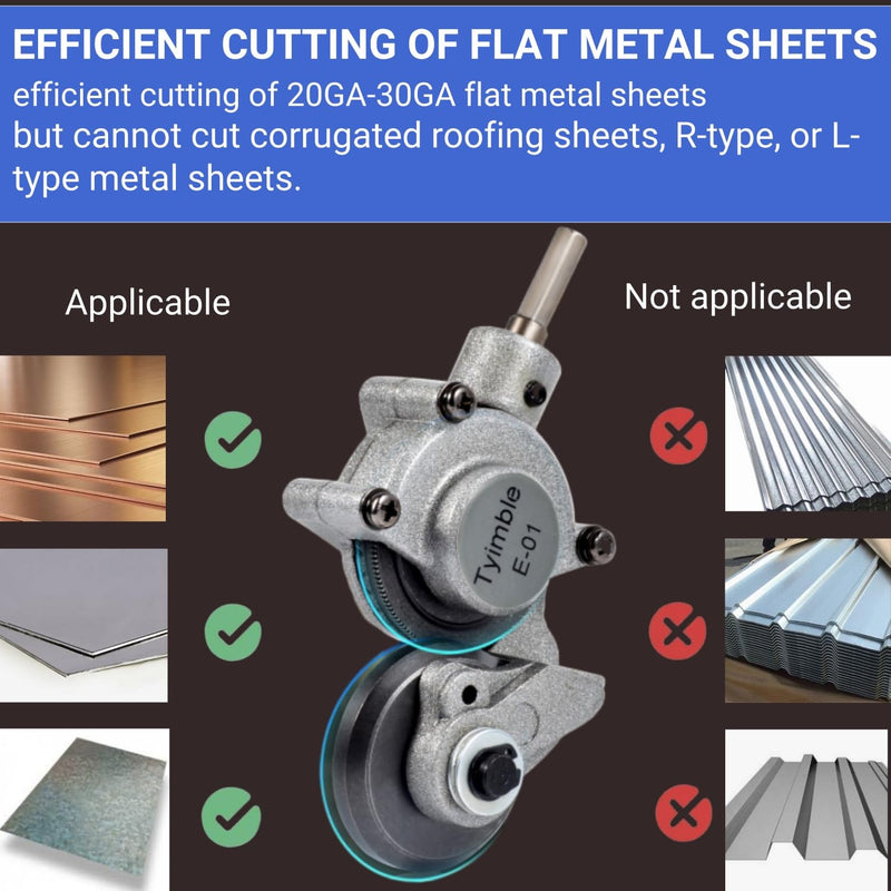 Upgraded Sheet Metal Shear for Efficient 20-30 GA Flat Metal Cutting – Multi-Functional Electric Drill Attachment, Durable Design for DIY Projects & Professional Use.