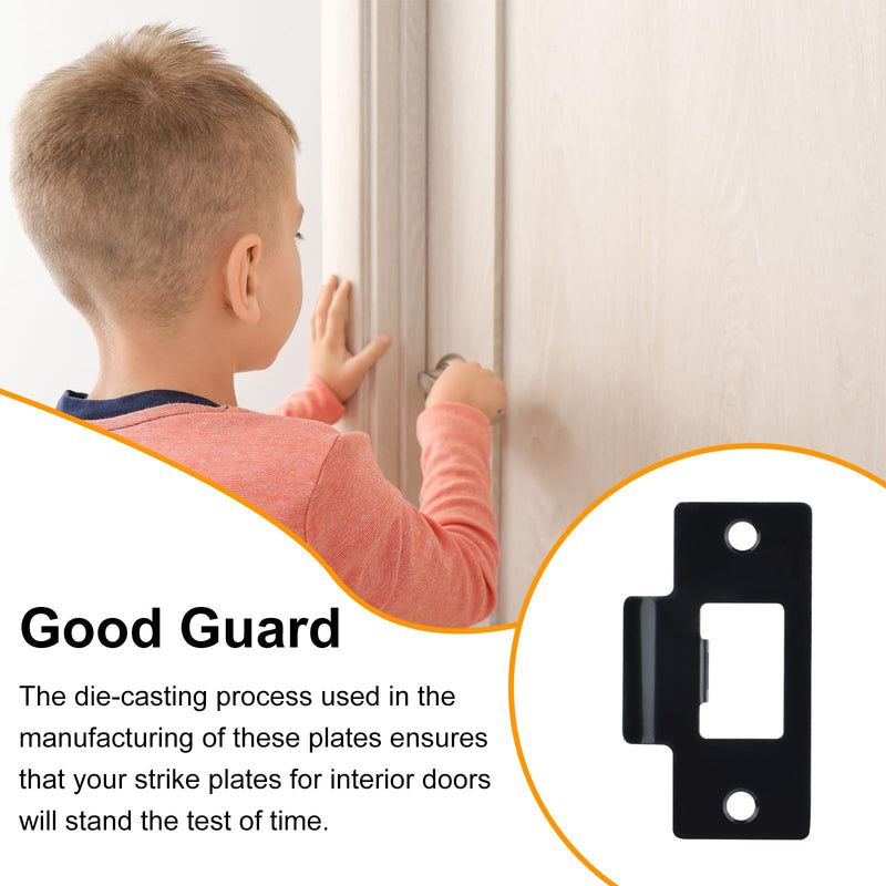 10PCS Universal Door Strike Plate，Replacement Lock Strike Plate T Strike Deadbolt with Screw，Stainless Steel Deadbolt Covers Door Reinforcement Kit for Interior Exterior Door Use(Black) 10
