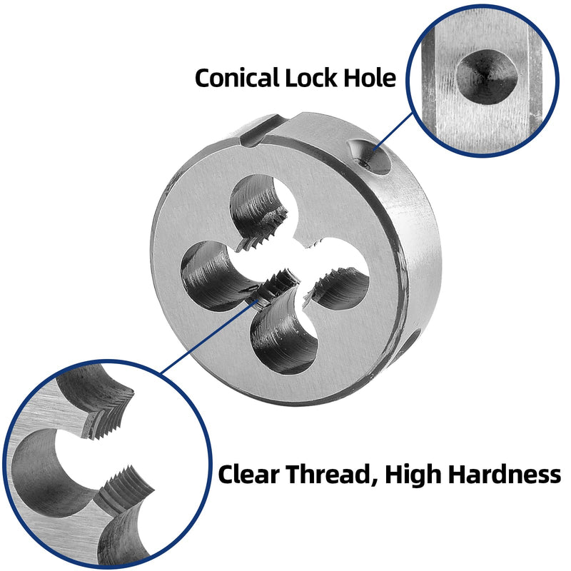 Burkit 2pcs Metric M2 Round Threading Die, M2 x 0.4 Machine Thread Die Right Hand