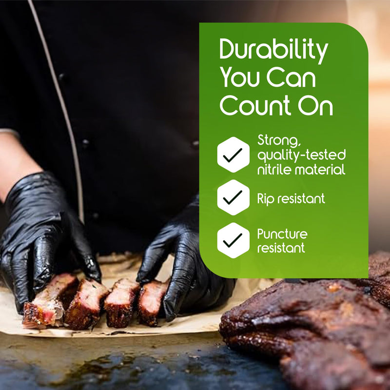 Inspire Black Nitrile Gloves HEAVY DUTY 6 Mil Nitrile Chemical Resistant Medical Cooking Cleaning Disposable Black Gloves Large Black 6mil Box of 100