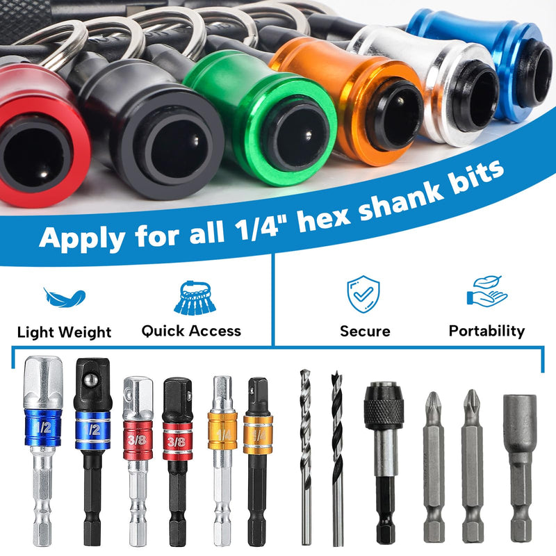 12PCS Bit Holders 1/4 Socket, Hex Shank Screwdriver Bit Holder for Impact Driver Drill Bit Keychain Extension Bar Quick Release Easy Change, Screwdriver Bit Holders for Tools & Home Improvement Gift C01997_12pcs