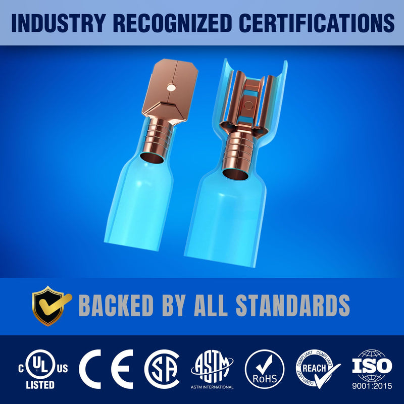 New Age America® 250pcs Heat Shrink Spade Connectors Kit KableSeal™ | AWG 22-10 | Electrical Wire Connectors | Quick Disconnect Connectors | Male Female Wire Connectors | Copper Crimp Connectors | UL 250 PCS | AWG 22-10 | Male & Female