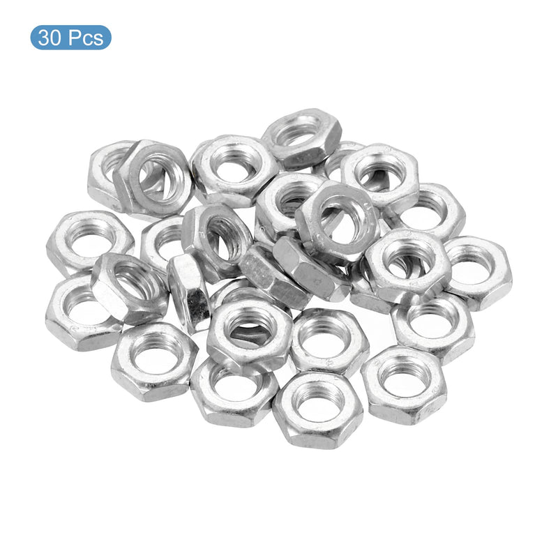 PATIKIL M7 x 1.0 Steel Hex Nuts, 30 Pack Metric Thread Zinc Plated Finished Hardware Nuts Screw Bolt Fasteners 4mm Height