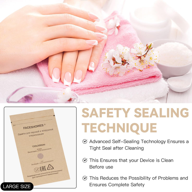 100Pcs Sterilization Pouches, Disposable Autoclave Bags for Manicure Dental Tools (75 * 150MM) 75*150MM
