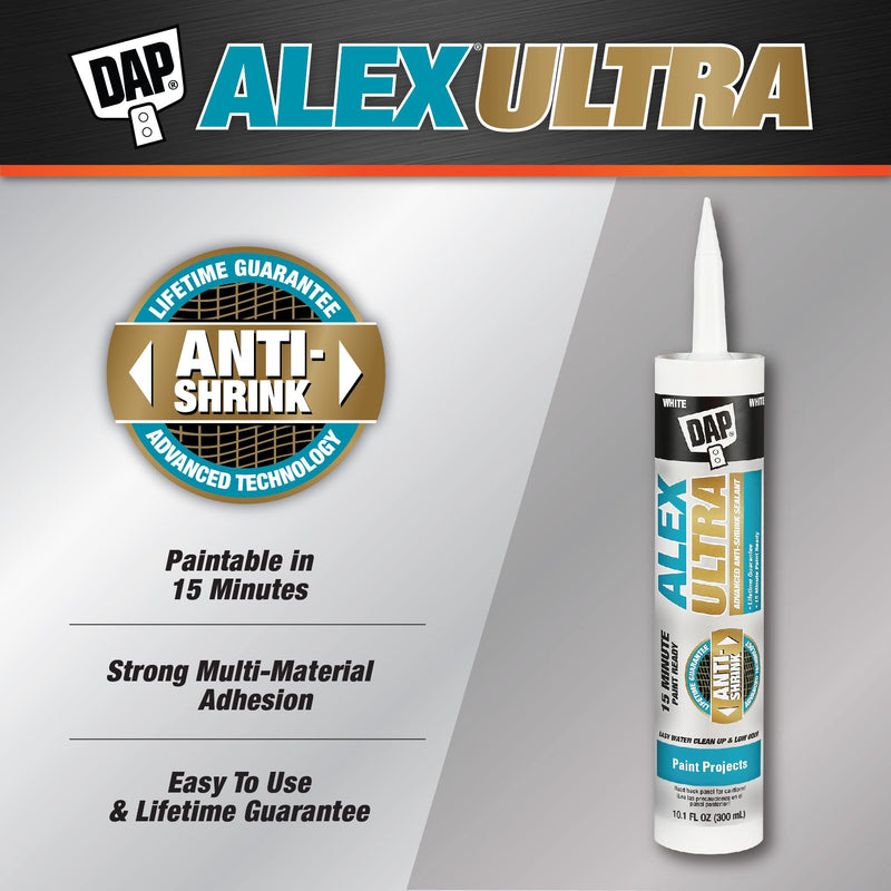 DAP Alex Ultra Advanced Latex Sealant, White, 10.1 Oz (7079818200)
