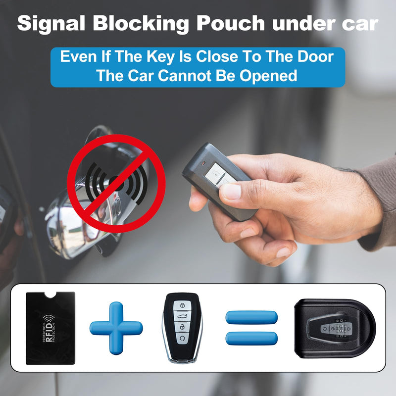 Magnetic Key Box for Under Car, Waterproof Outdoor Magnetic Key Holder with 5 Strong Magnets and Resettable Combination Lock for Vehicle or Home Use Black 1