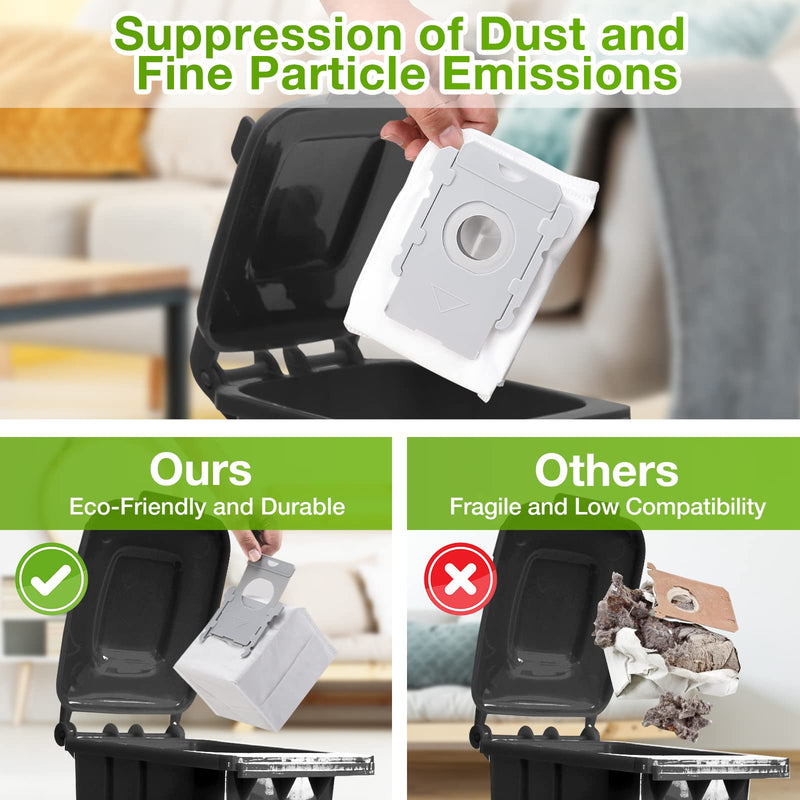 12 Pack Vacuum Bags, Effective Dust Filtration,Compatible with iRobot Roomba i& s & j Series, for i3+, i4+, i5+, i6+,J6+, i7, i7+(7550) j7, j7+, i8+, J8+, J9+, s9+ Automatic Dirt Disposal Bags 12 Pack