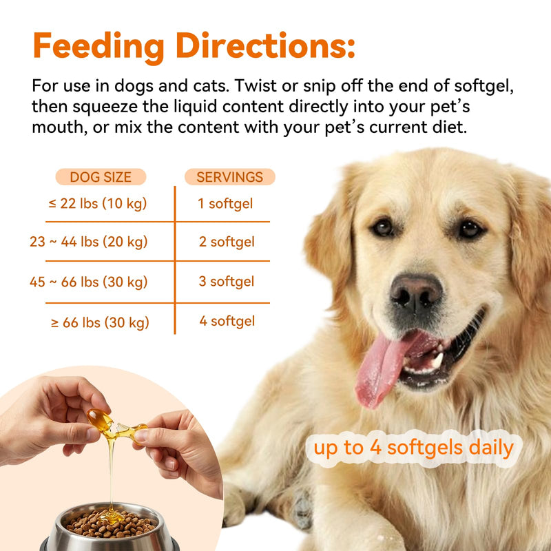 PUAINTA Omega 3 Fish Oil for Dogs & Cats, 80% EPA DHA, Skin & Coat, Itch & Shedding Support, Joint & Immune Health, Wild Icelandic Fish & Krill Oil Softgels (90 Count) 90 Count