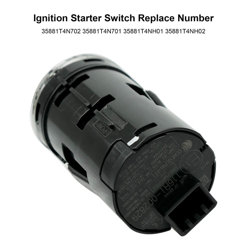 Ignition Starter Switch, Fits for Honda HR-V 1.8L 2016 2017 2018 | OE Replacement 35881-t4n-702 35881T4N701 35881T4NH01 35881T4NH02, Engine Key Start Stop Push Button One-Button Switch