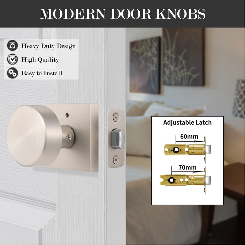 coolnews Brushed Nickel Door Knobs Interior, Satin Nickel Privacy Bathroom Door Knob with Lock, Modern Square Privacy Interior Door Handle for Bedroom
