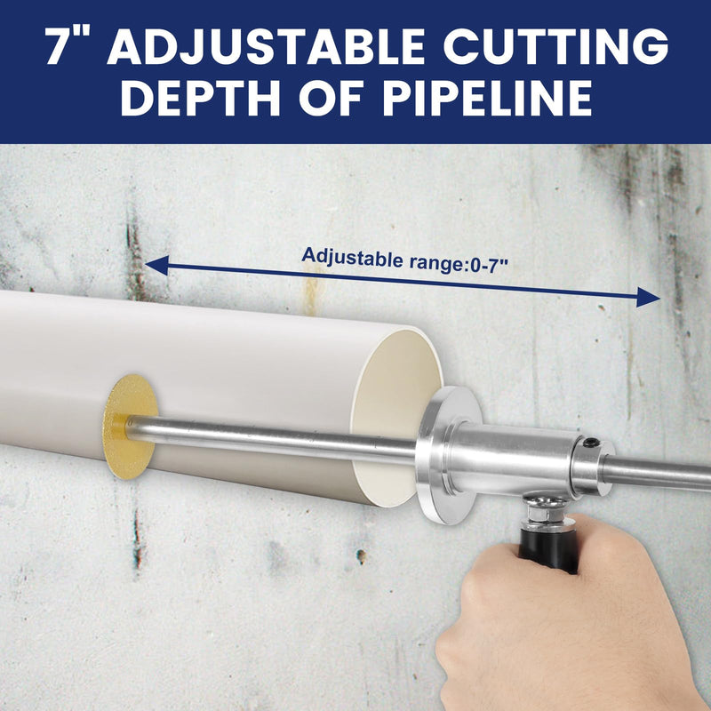 7 Inch Inside Pipe Cutter for PVC Pipe, Internal/Inside PVC Pipe Cutter for Drill with Diamond Grit Cutting Wheel PVC Cutter with Hex Shank, Handle and Drill Attachment for Plumbing, Irrigation 5 Diamond Grit Cutting Wheels