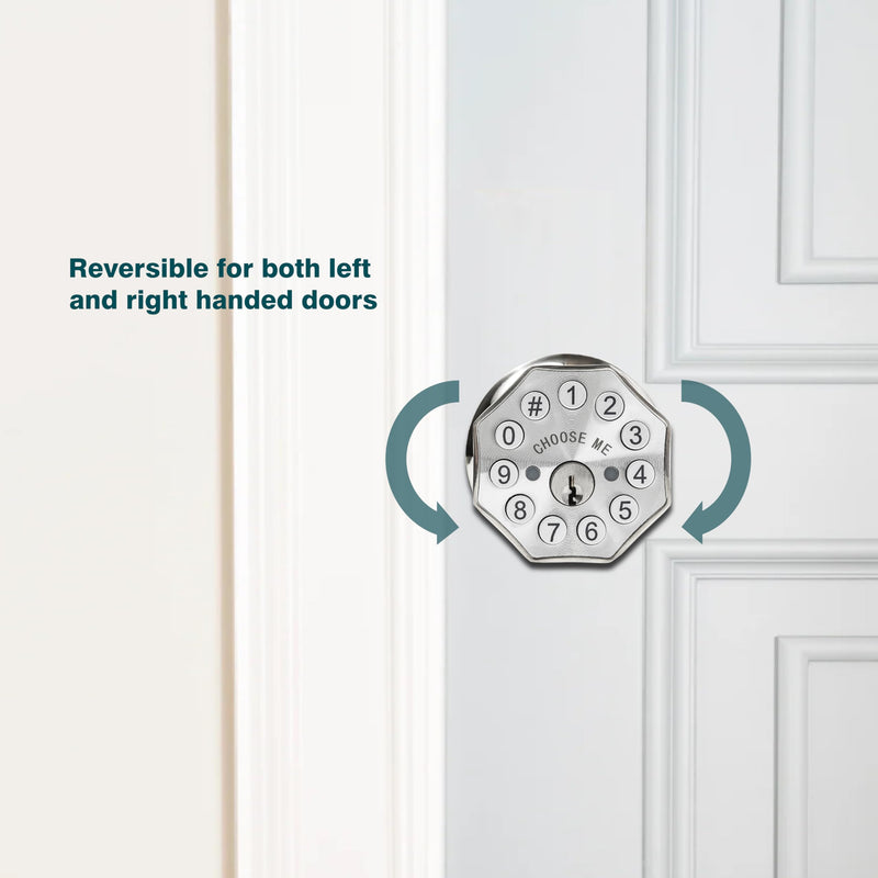 Door Knob with Keypad and Key, Keyless Entry Door Lock,Smart Digital Knob Unlock by Passcode/Keys/USB backuplock,Electronic Door Knob for Home Bedroom Apartment Garage Office Security,Brushed Nickel 1 Pack Satin Nickel