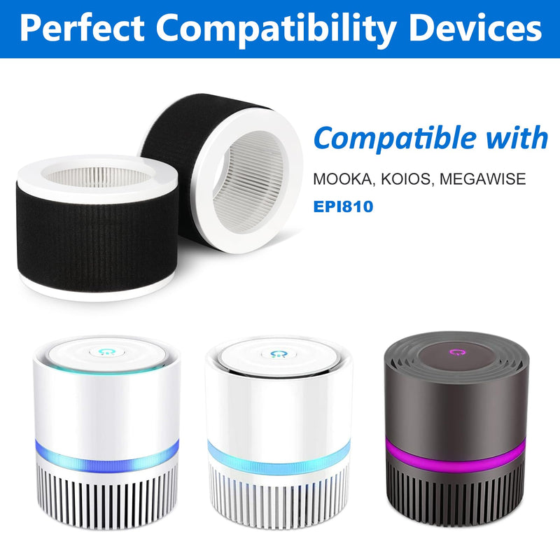 EPI810 True HEPA Replacement Filter, Compatible with KOIOS, MEGAWISE and MOOKA EPI810 Purifier 2 Pack