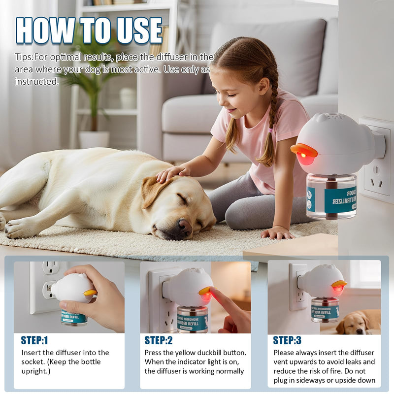 Dog Calming Diffuser, Calming Pheromones Diffuser Kit Appeasing Pheromone Diffuser to Calm (2Plug in+4Refill) for Anxiety Relief Reduce Aggression Fighting Barking Stress 2kit,4Refill