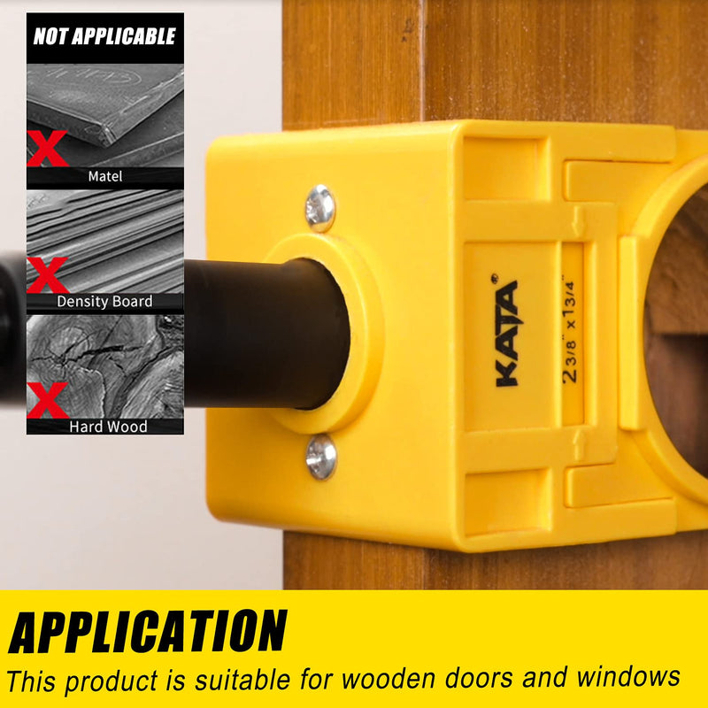 KATA 1-3/8" - 1-3/4" Door Lock Installation Kit for Wooden Doors with Guide Template, Door Lock Hole Saw, Carbon Steel Yellow - NewNest Australia
