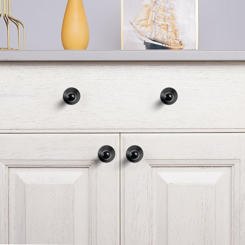 Goo-Ki Black Cabinet Knobs for Drawer Kitchen Zinc Alloy Hardware, 6pack Matte Black Single Hole/Screw Pulls Modern Cute Handles 6