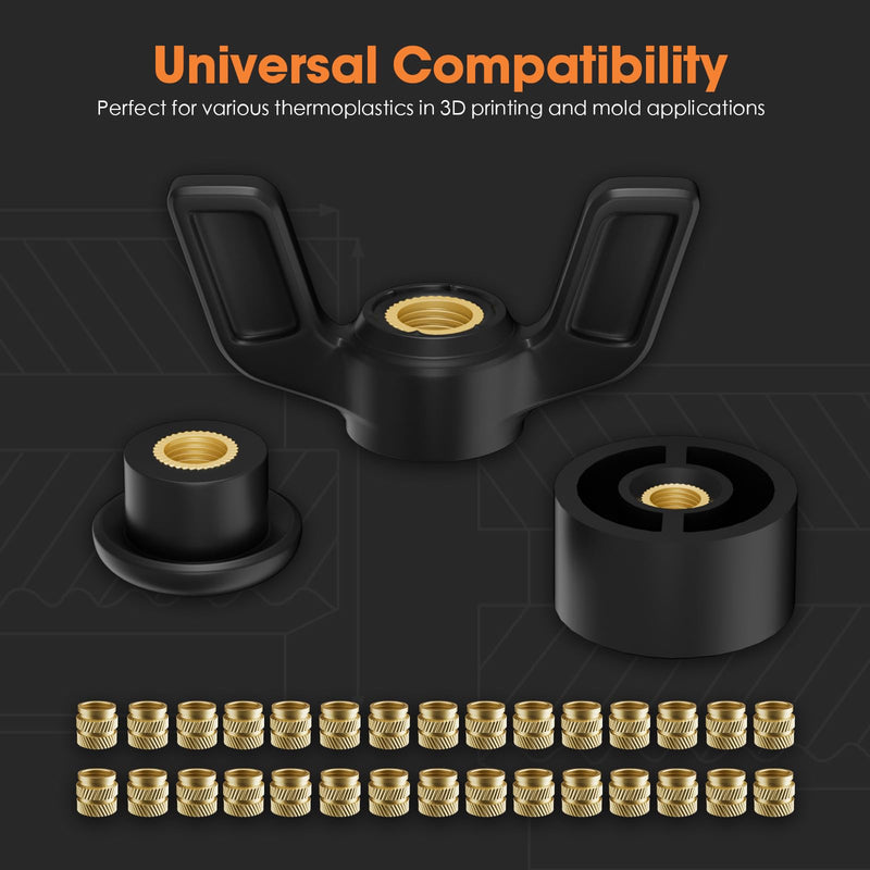 Heat-Set Threaded Inserts, M3 Heat Set Insert for 3D Printing Components and Plastic Parts - Brass Metric Knurled Nuts (100 Pieces) M3 x D5 x L4(100pcs)