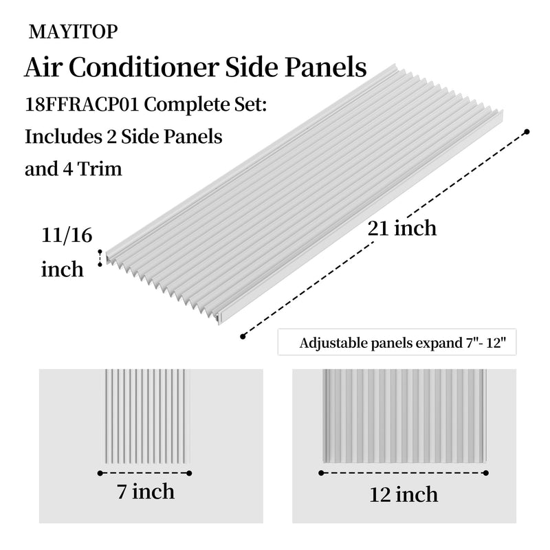 Side Panels Air Conditioner Compatible with Frigi-daire 18FFRACP01 Universal Air Conditioner Side Panels, Adjustable 7"-12" Width, Fits Most Window AC Units