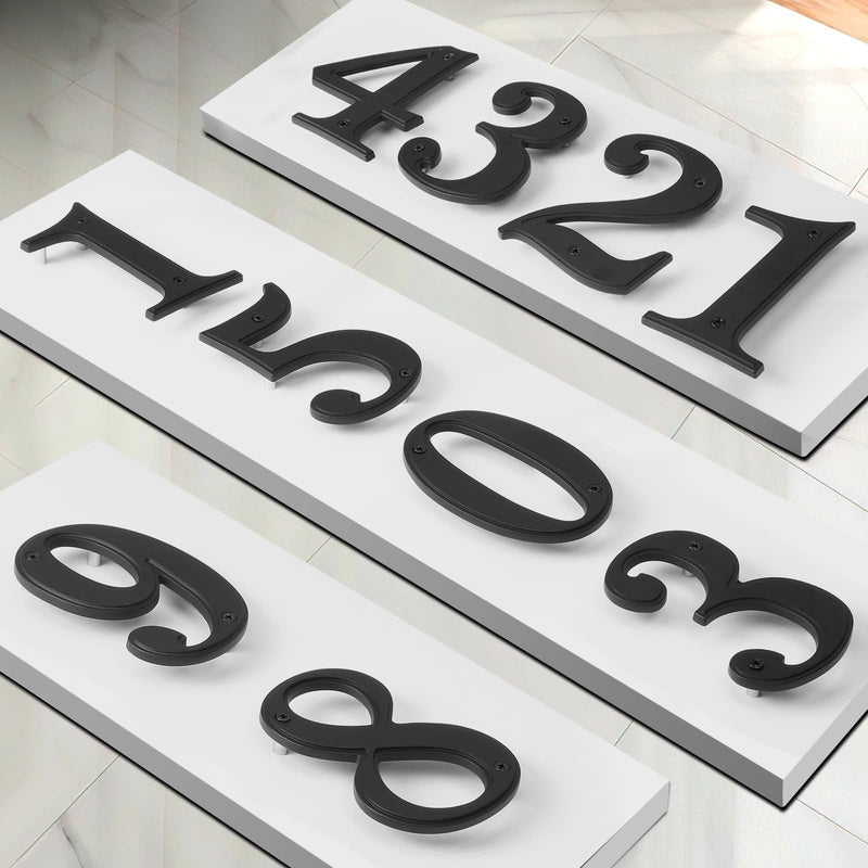 5 Inch Modern House Numbers for Outside, Large Metal Address Numbers for House, Anti-Rust Floating House Numbers with Nail Kits for Front Door Garden Mailbox, Black Zinc Alloy Style (Black 1) Black 1