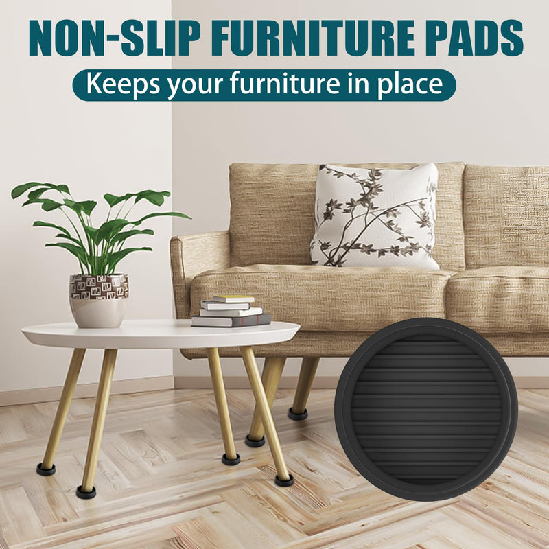 2 x 2 Rubber Caster Cups, Round Non Slip Furniture Pads, Non Skid Furniture Cups, Anti-Slip Gripper Furniture Caster Floor Grip, Anti Skid Leg Coasters Floor Protector for Bed Couch Stoppers(4 Pack) 4 Black-2x2 inch