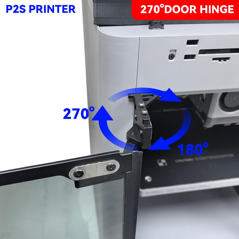 FYSETC Upgraded Parts for Bambulab P2S Door: Assembly All Metal CNC Door Hinge 180/270° Adjustable Easy to Swivel for 3D Printer Lab P2S Not for P1S P1P H2S H2D H2C X1C