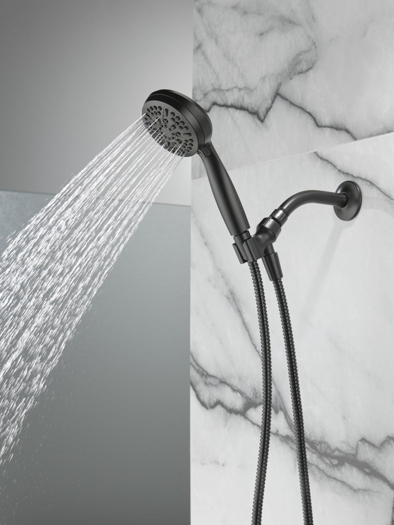 Delta Faucet 5-Setting Handheld Shower Head, Black Shower Head with Hose, Showerheads & Handheld Showers, Handheld Shower Heads, Detachable Shower Head, Hand Shower 1.75 GPM, Matte Black 75511BL