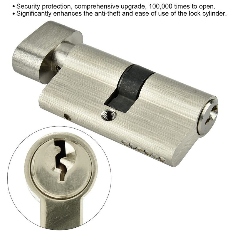 Lock Cylinder Single Open Lock Solid Copper Lock Cylinder, Anti Theft Cylinder with 3 Keys, Bedroom Bathroom Kit for Wooden Aluminum Doors Proof Lock (L=60mm (30/30))