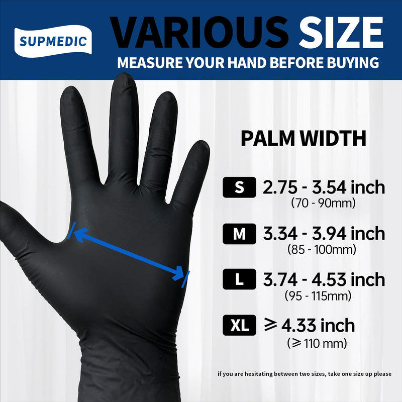 Medical Nitrile Exam Gloves, Black 3.5 mil Powder-Free Latex-Free Food Safe Cleaning Disposable Glove, 100 Pcs (Large) (Large Black 100)