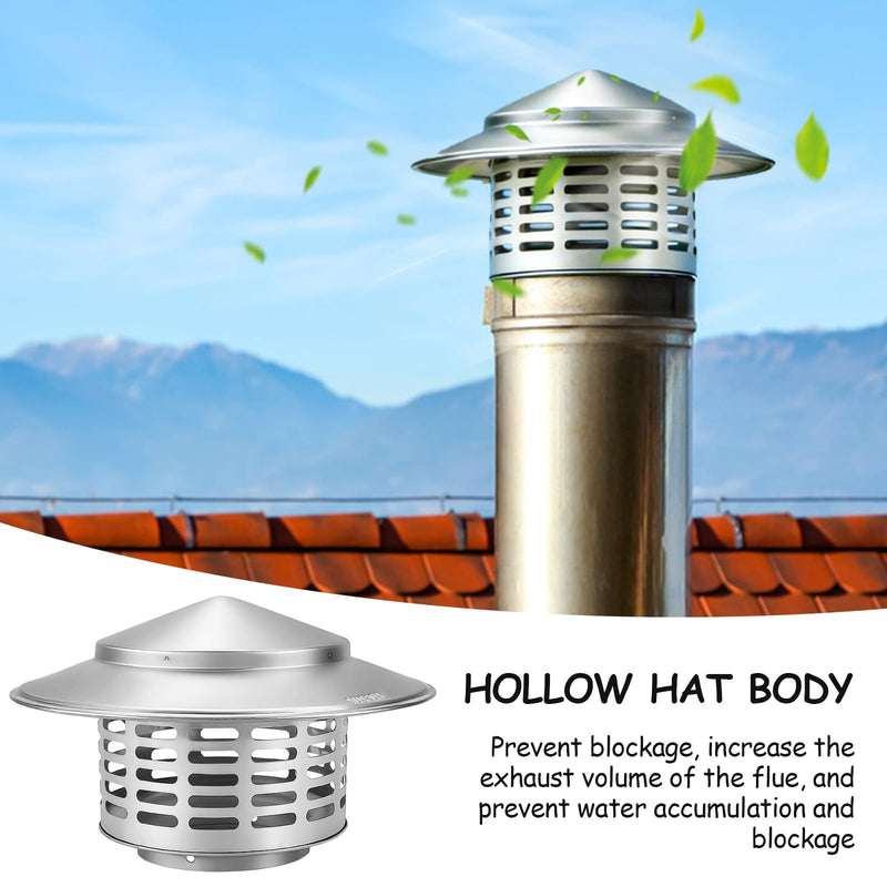 3 Inch Stainless Steel Chimney Cap with Screen, Round Flue Cover for Stove