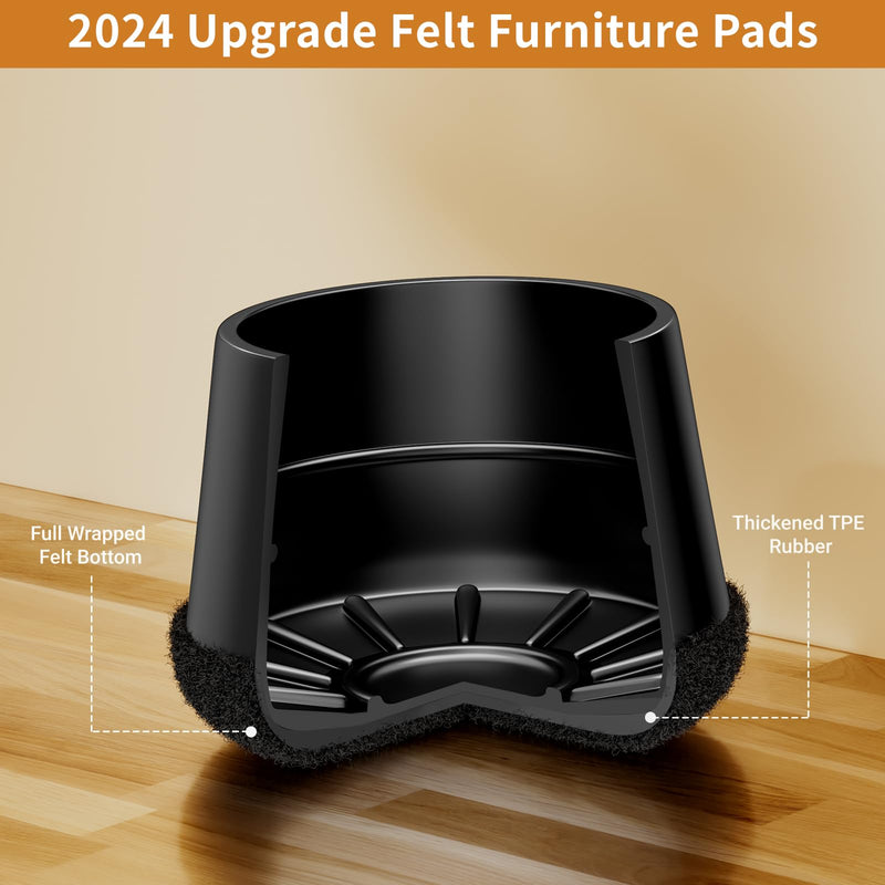 24 PCS Silicone Chair Leg Floor Protectors Extra Small(0.6"-0.8") Rubber Felt Furniture Pads Chair Legs Caps/Covers for Hardwood Floors, Tile from Scratches & Reduce Noise - Round, Black 24PCS-Black X-Small(0.6"-0.8")