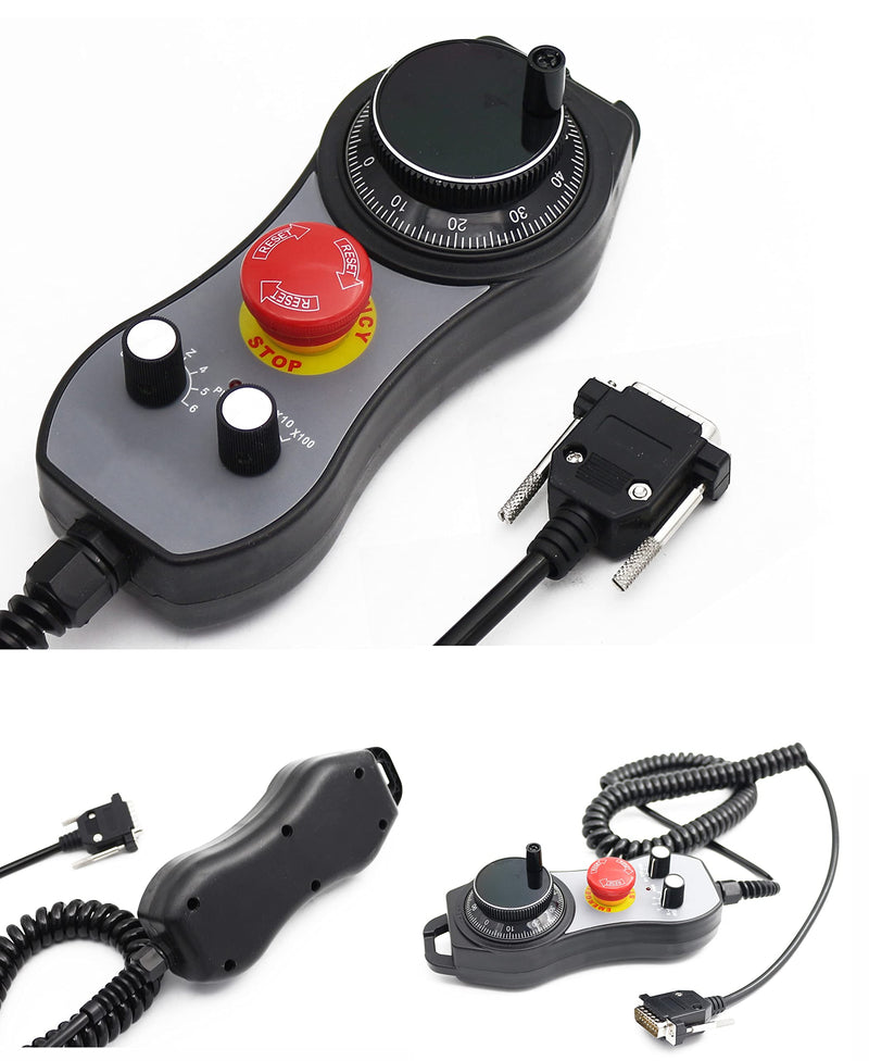 RATTMMOTOR CNC Electronic Handwheel, 6 Axis CNC Handwheel MPG Pendant 25100CPR 5-12V with Emergency Stop Manual Pulse Generator DB15 Interface for CNC Router Engraver Milling Lathe Machine