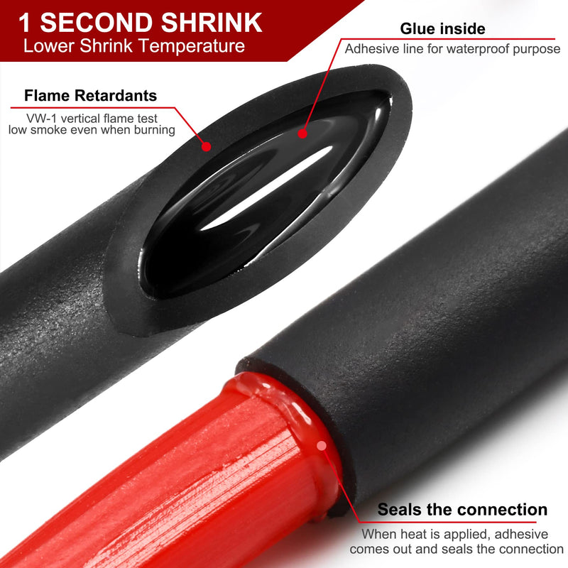 Chanzon 3:1 Ratio 1/16" (1.6mm) Heat Shrink Tubing - Marine Grade Waterproof Adhesive Lined - 8Ft Roll (2.5M Total Length) Black Polyolefin Sleeving Wrap Shrinking 3 to 1 Ratio 1pcs 1.6mm (1/16") - 8FT