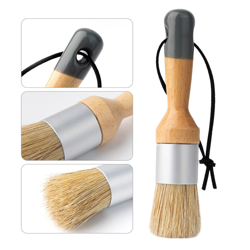 Mister Rui Chalk Wax Paint Brush, 3pcs, Chalk Paint Brushes for Furniture, Small Wax Brush for Chalk Paint, Acrylic Paint, Milk Paint, Natural Bristles Stencil Brushes, No Shedding WB002 3 small