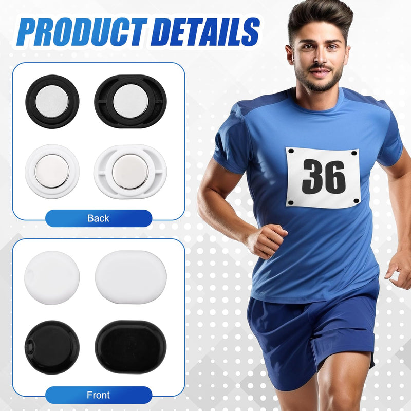 10 Pairs Race Bib Magnets, Magnetic Running Race Buckle Clips Runners Bib Holders Magnets Fasteners Number Pins for Marathon Triathlon Run Cycling Accessories