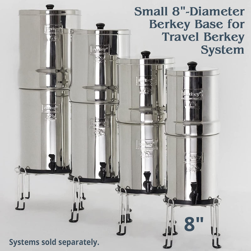 Small Berkey Base Stainless Steel Stand Raises Your Travel Berkey Water Filter System 6" Above Countertop for Easier Dispensing of Filtered Water Small Base (Fits Travel Berkey)